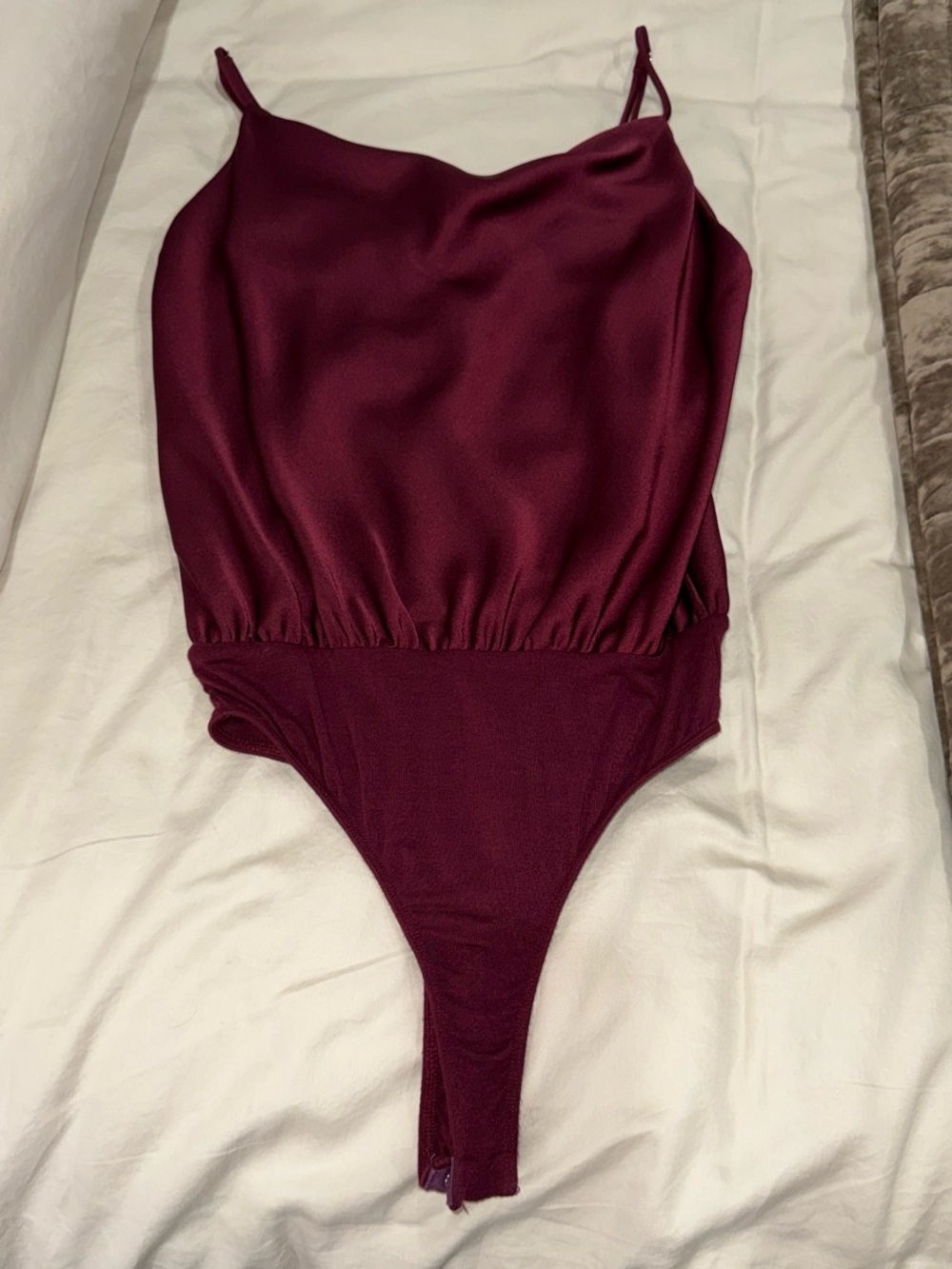 Lulu’s Burgundy satin Bodysuit